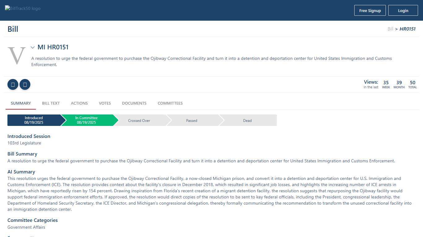 MI HR0151 BillTrack50